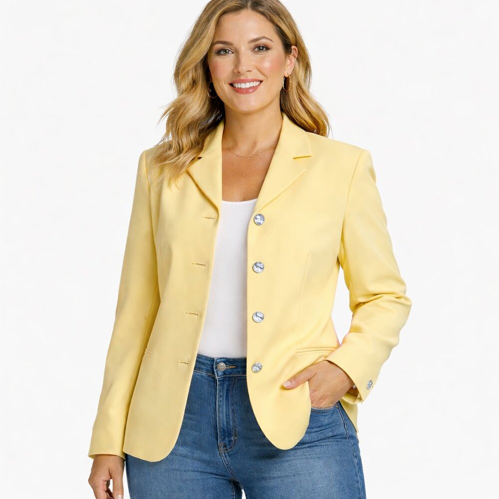 Susan Bristol Structured Button-Front Blazer – Pastel Yellow